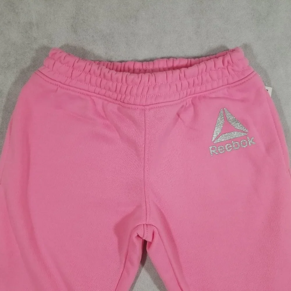 Reebok Jogger Pant Girls Size Small‎ 7 Pink Sweatpants Logo NWT